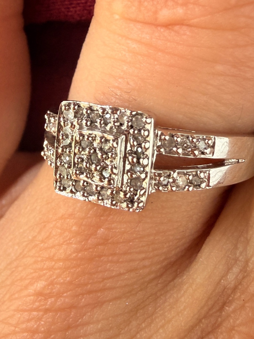 Vintage Square Halo Diamond Ring - Sz7 - Picture 3 of 17
